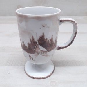 Vintage 70s Footed Coffee Mug Signed 1972 Galloway Cappuccino Latte Cup